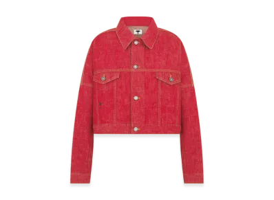Dior Women's Cropped Jacket Amaryllis Denim "Red"