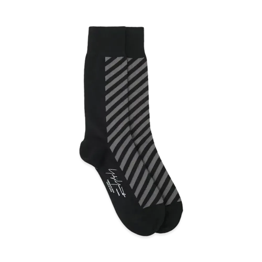 Yohji Yamamoto 32/1C/AC Plain Stitch Stripe Socks "Gray"