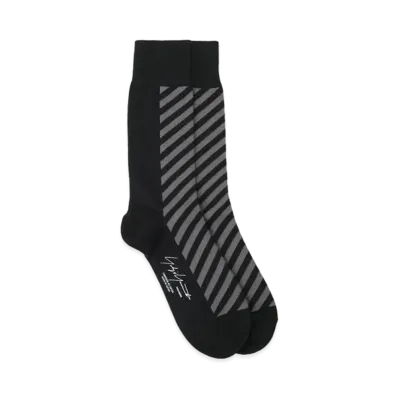 Yohji Yamamoto 32/1C/AC Plain Stitch Stripe Socks "Gray"