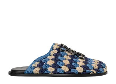 LOEWE Flex Mule in Raffia and Calfskin "Plaster"