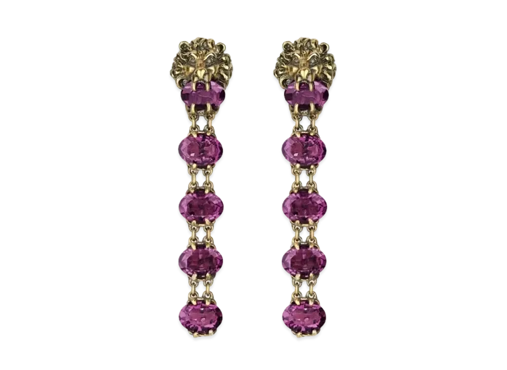 GUCCI Lion Head Earrings with Crystals