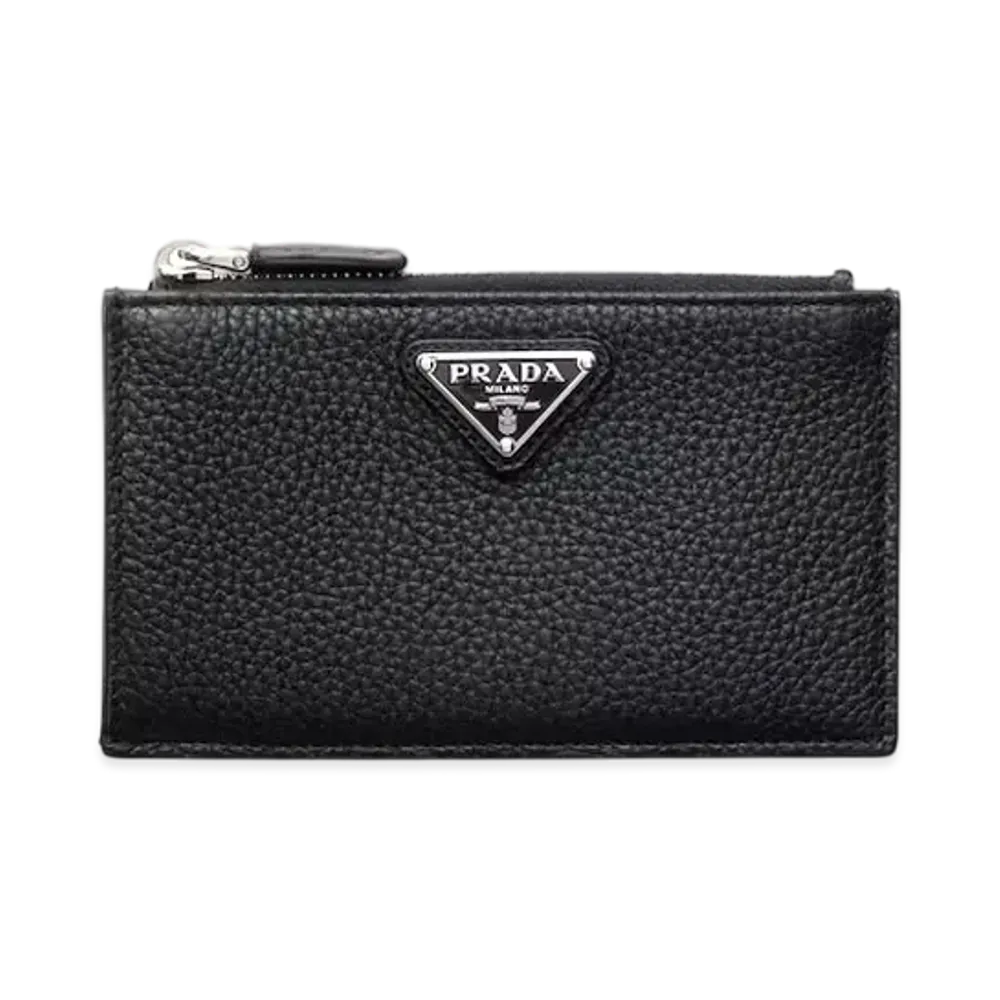 PRADA Zipper Leather Card Holder "Black"