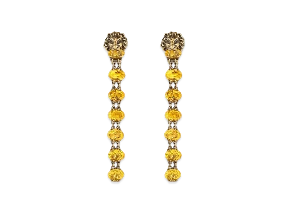 GUCCI Crystal Lion Head Earrings