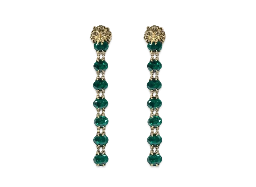 GUCCI Crystal Lion Head Earring