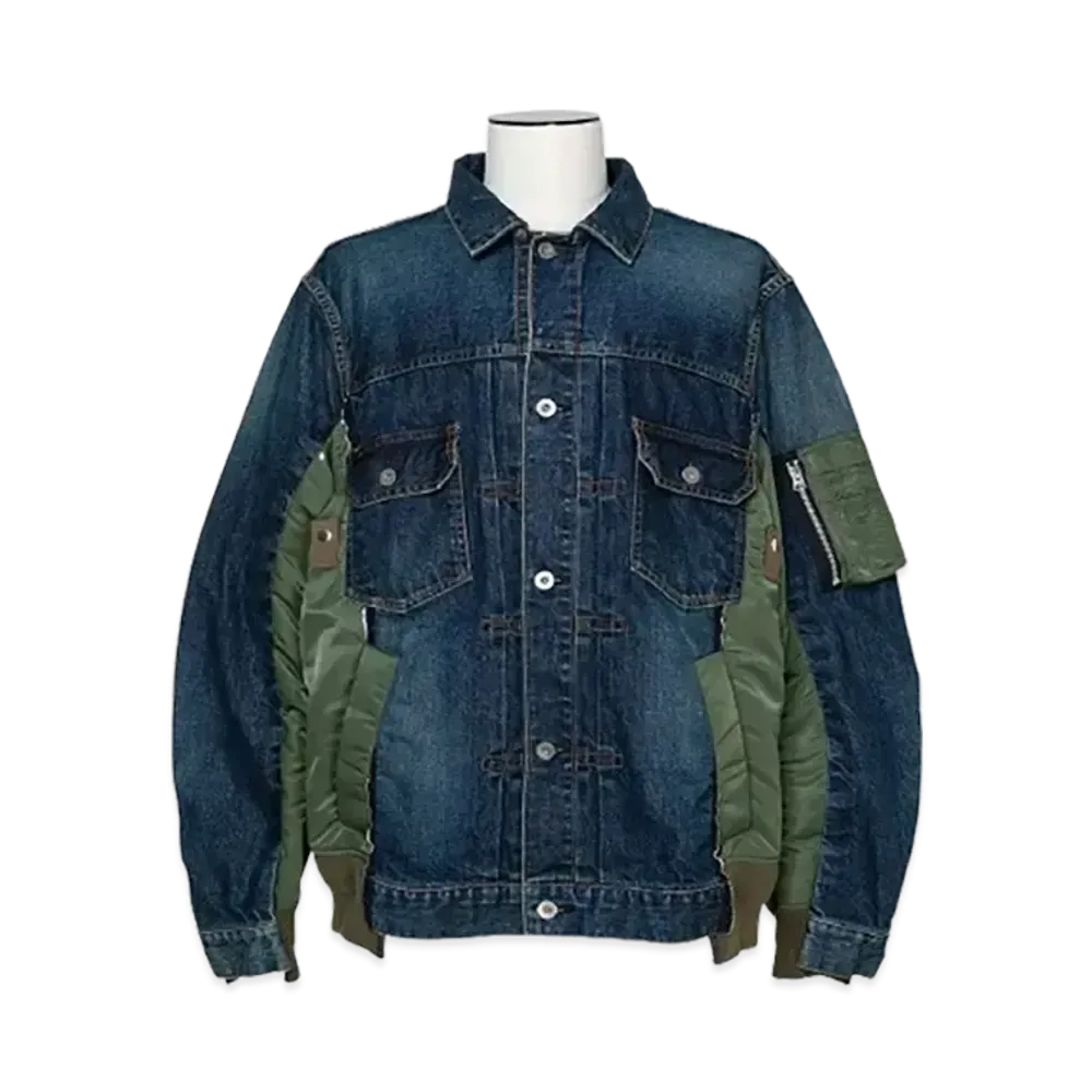 sacai Denim x Nylon Twill Jacket "Blue"