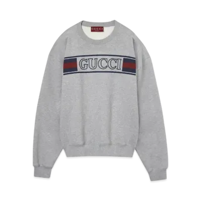 GUCCI Embroidered Cotton Jersey Sweatshirt "Gray"