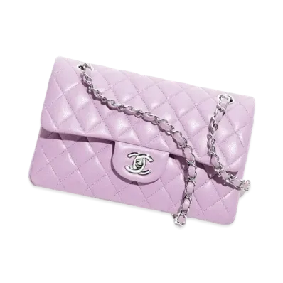 CHANEL Small Classic Handbag Shiny Grained Calfskin "Lilac"