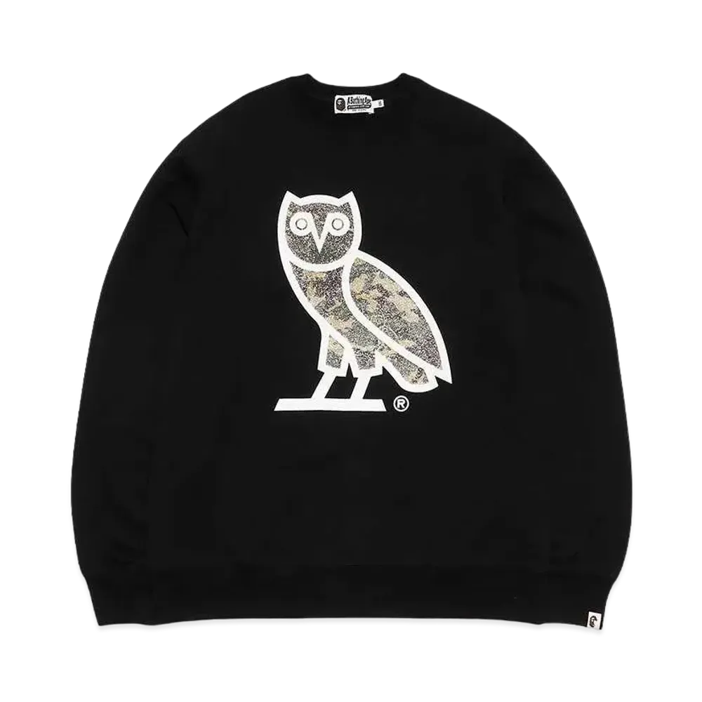A BATHING APE X OVO GLASS BEADS WOODLAND CAMO CREWNECK "Black"