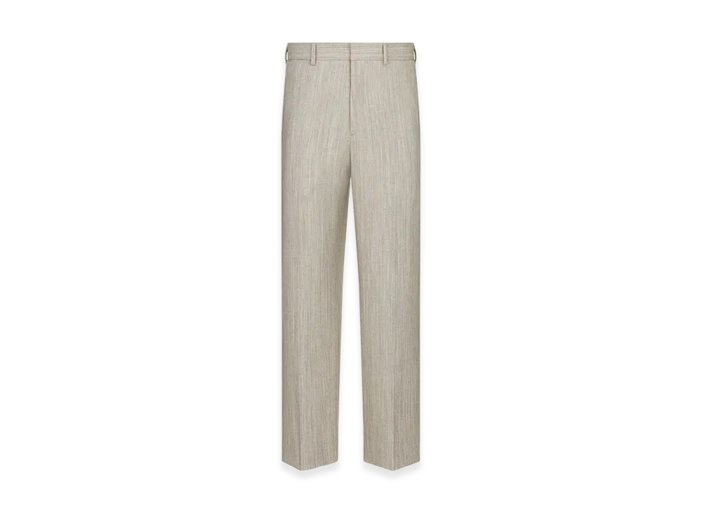 Dior Pants Wool Twill Cotton Chevrons "Beige"