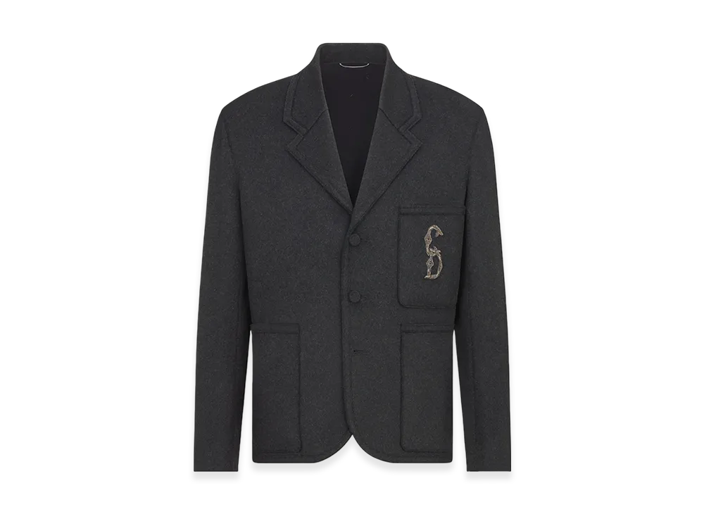 Dior CD Wool Blend Interlaced Jacket "Gray"