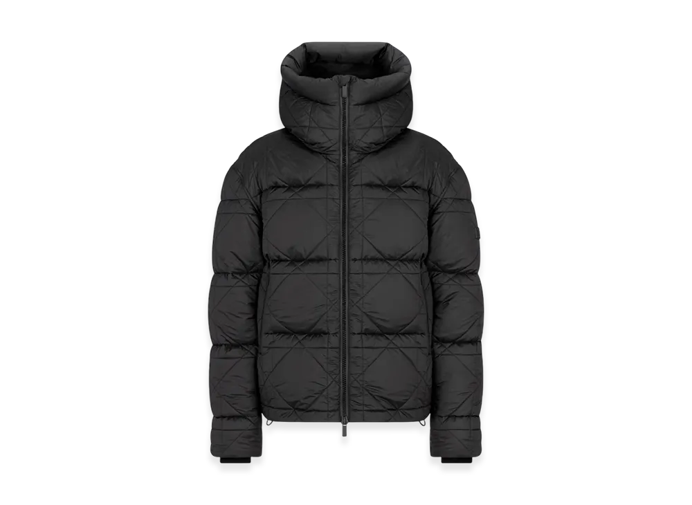 Dior Cannage Hooded Down Jacket Technical Fabric "Black"
