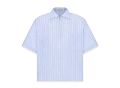 Dior Short-Sleeved Pullover Shirt Poplin "Blue Striped"