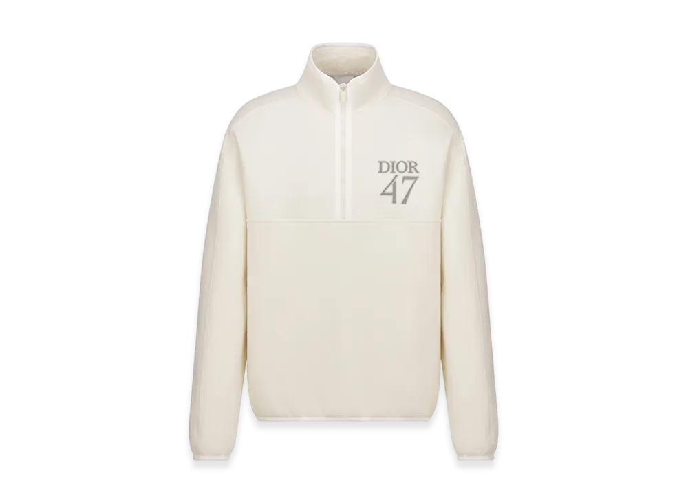Dior Regular-Fit Fleece Sweater with Stand Collar "White"