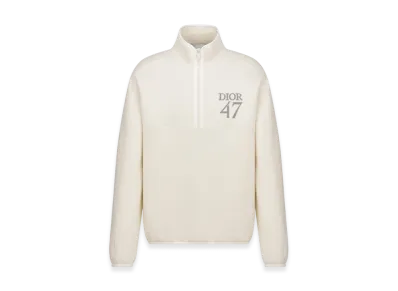 Dior Regular-Fit Fleece Sweater with Stand Collar "White"