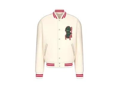 Dior & Otani Workshop Varsity Blouson Felted Wool Blend Jersey "Ecru"