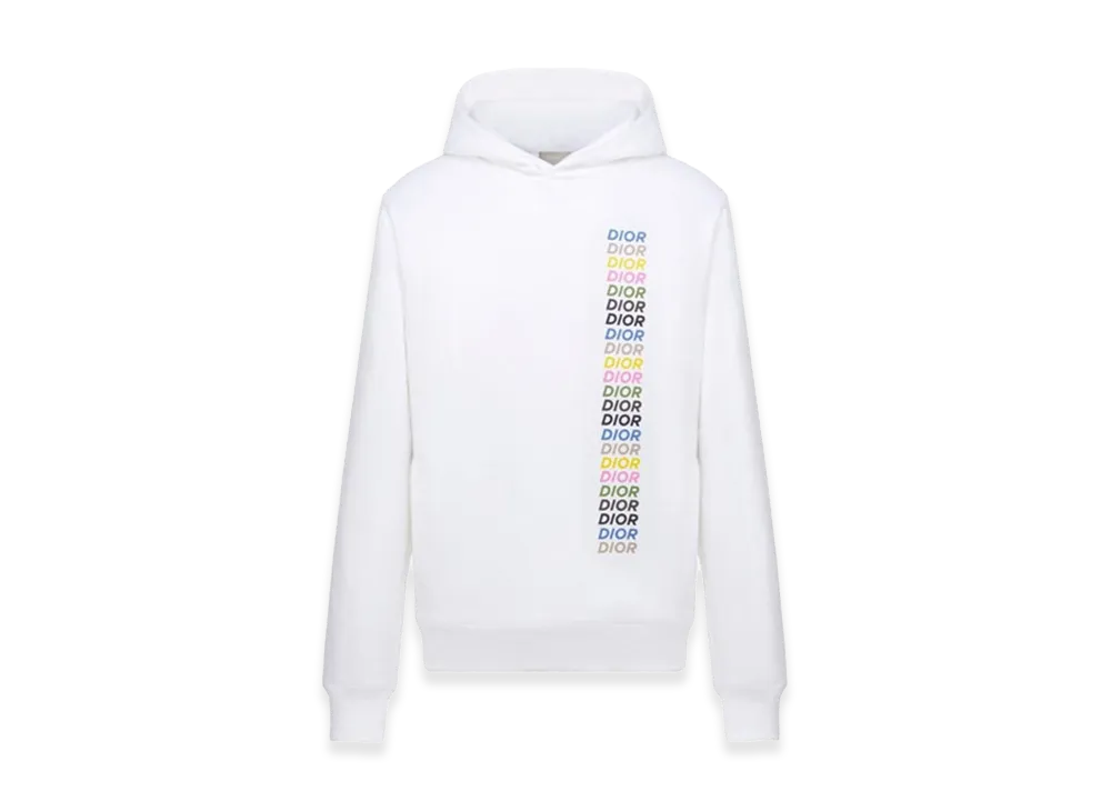 Dior Logo Print Hoodie "White"