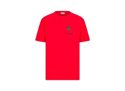 Dior & Otani Workshop Relaxed Fit T-shirt Slub Cotton Jersey "Red"
