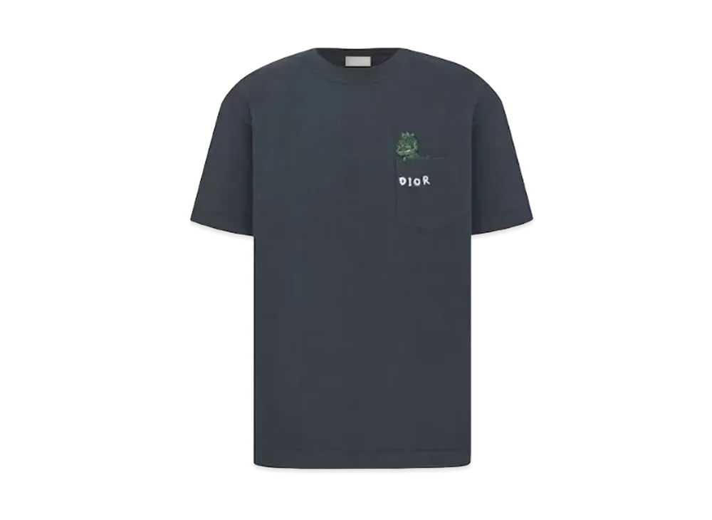 Dior & Otani Workshop Relaxed Fit T-shirt Slub Cotton Jersey "Navy Blue"