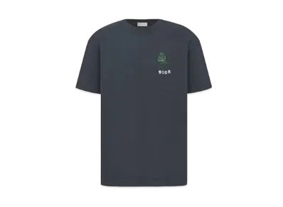 Dior & Otani Workshop Relaxed Fit T-shirt Slub Cotton Jersey "Navy Blue"