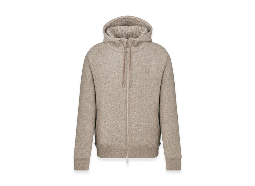 Dior Icons Cashmere Wool Jacquard Hooded Sweatshirt "Beige"