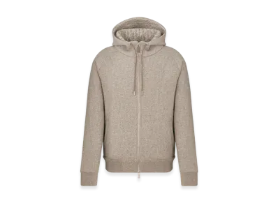 Dior Icons Cashmere Wool Jacquard Hooded Sweatshirt "Beige"