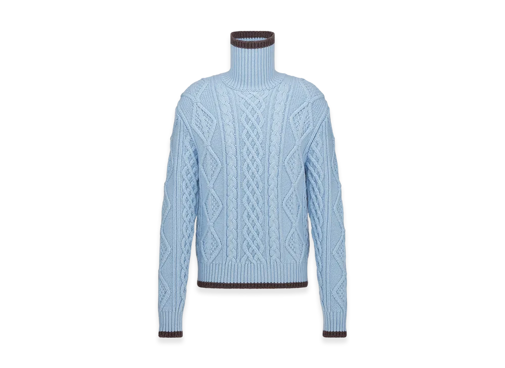 Dior CD Wool Cashmere Knit Diamond Sweater "Blue"