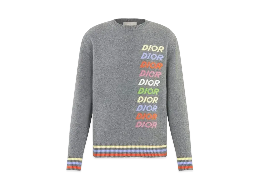 Dior Sweater Wool and Cashmere Intarsia "Gray"