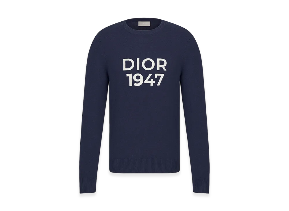 Dior Wool Cashmere Knit Round-Neck Sweater "Navy Blue"