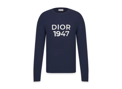 Dior Wool Cashmere Knit Round-Neck Sweater "Navy Blue"