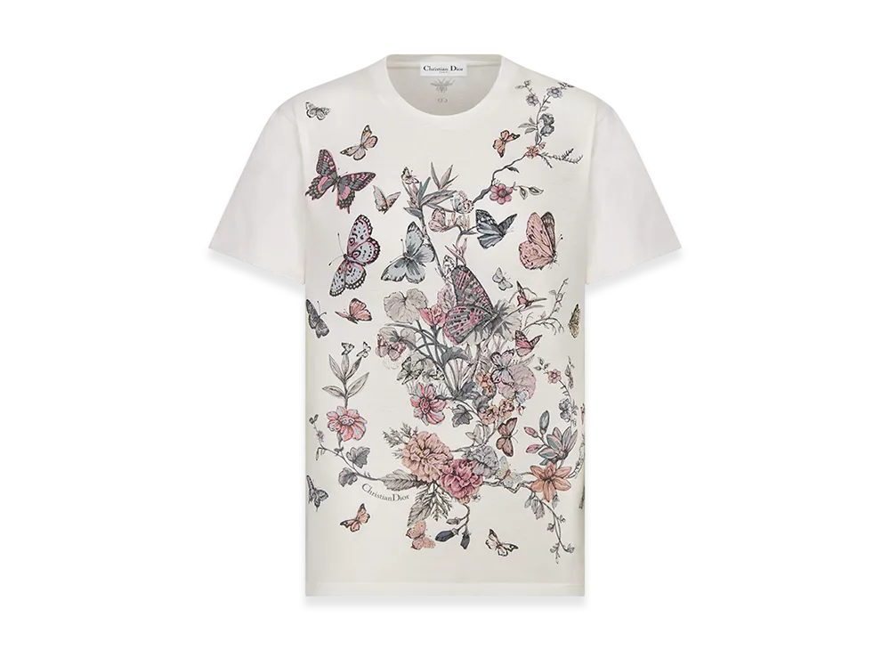 Dior Women's T-Shirt Jersey Mexico Motif "White/Pastel Pink"