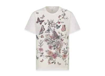 Dior Women's T-Shirt Jersey Mexico Motif "White/Pastel Pink"