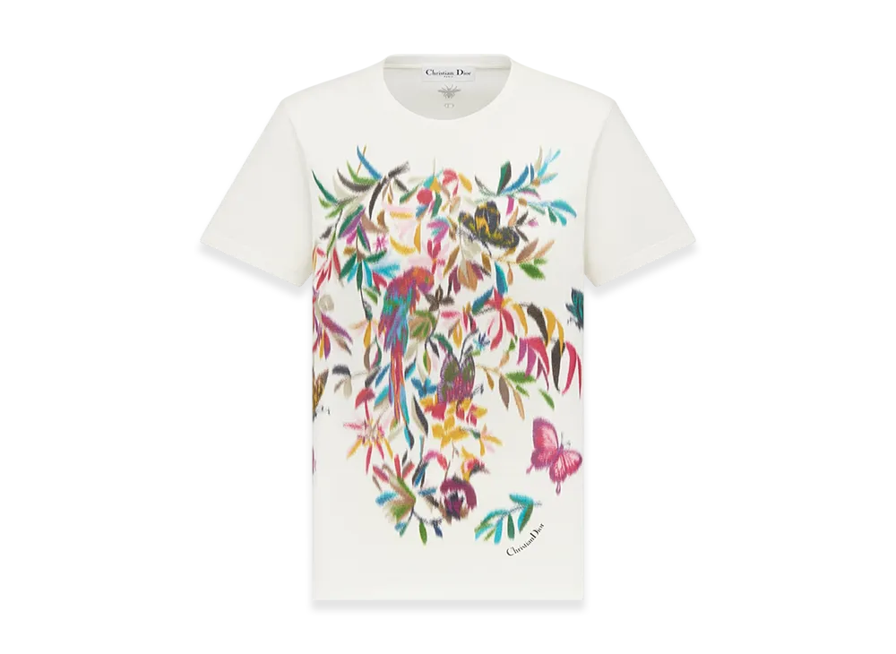 Dior Women's T-Shirt Jersey Fantastica Motif "White/Multicolor"