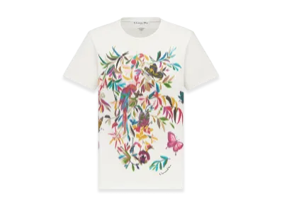 Dior Women's T-Shirt Jersey Fantastica Motif "White/Multicolor"