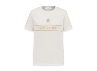 Dior Women's Or T-Shirt Gold Tone Technical Jersey "White/Gold"