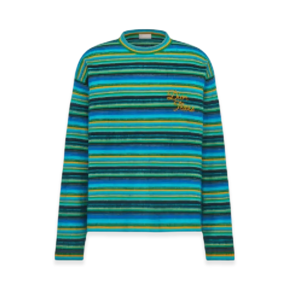 Dior x Denim Tears Dior Tears Sweater Brushed Knit Cotton Mohair and Alpaca Blend "Blue/Yellow"