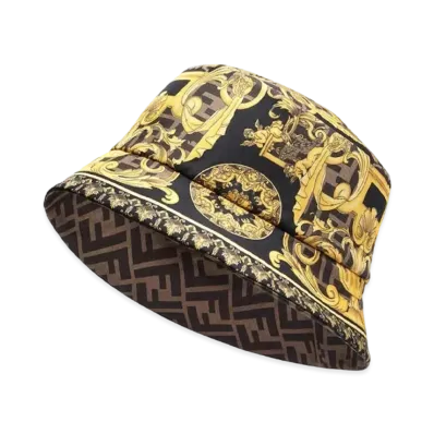 FENDI x Versace Fendace Multicolor Silk Reversible Bucket Hat "Black"