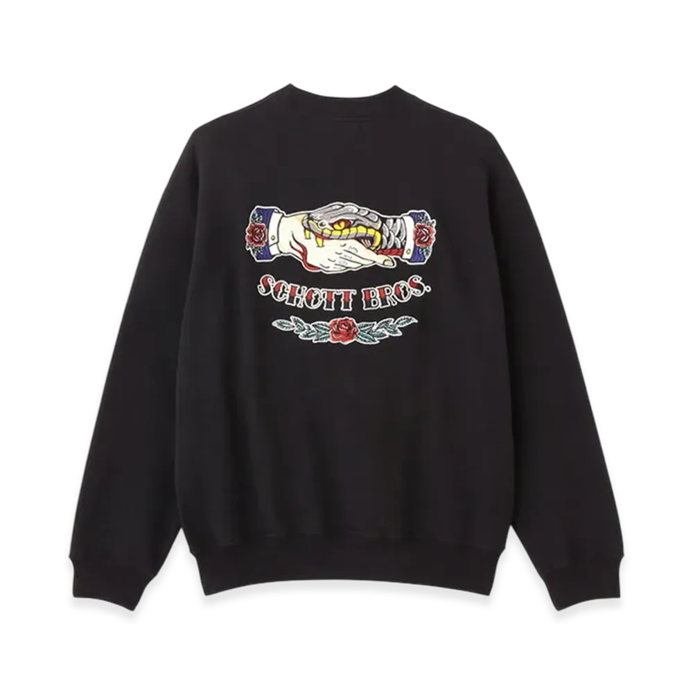 Schott Shake Hand Snake Crew Sweat "Black"