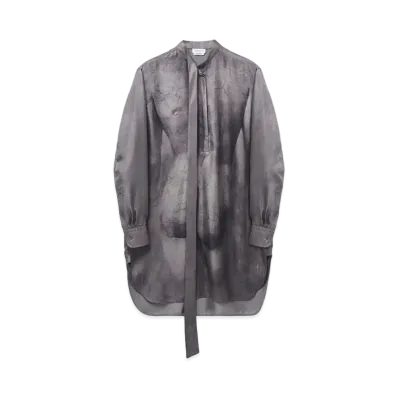 Alexander McQUEEN Sculpted Bum Mini Shirtdress "Stone"