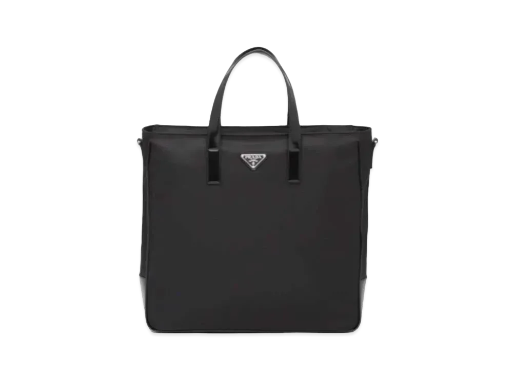 PRADA Re-Nylon And Leather Tote "Black"