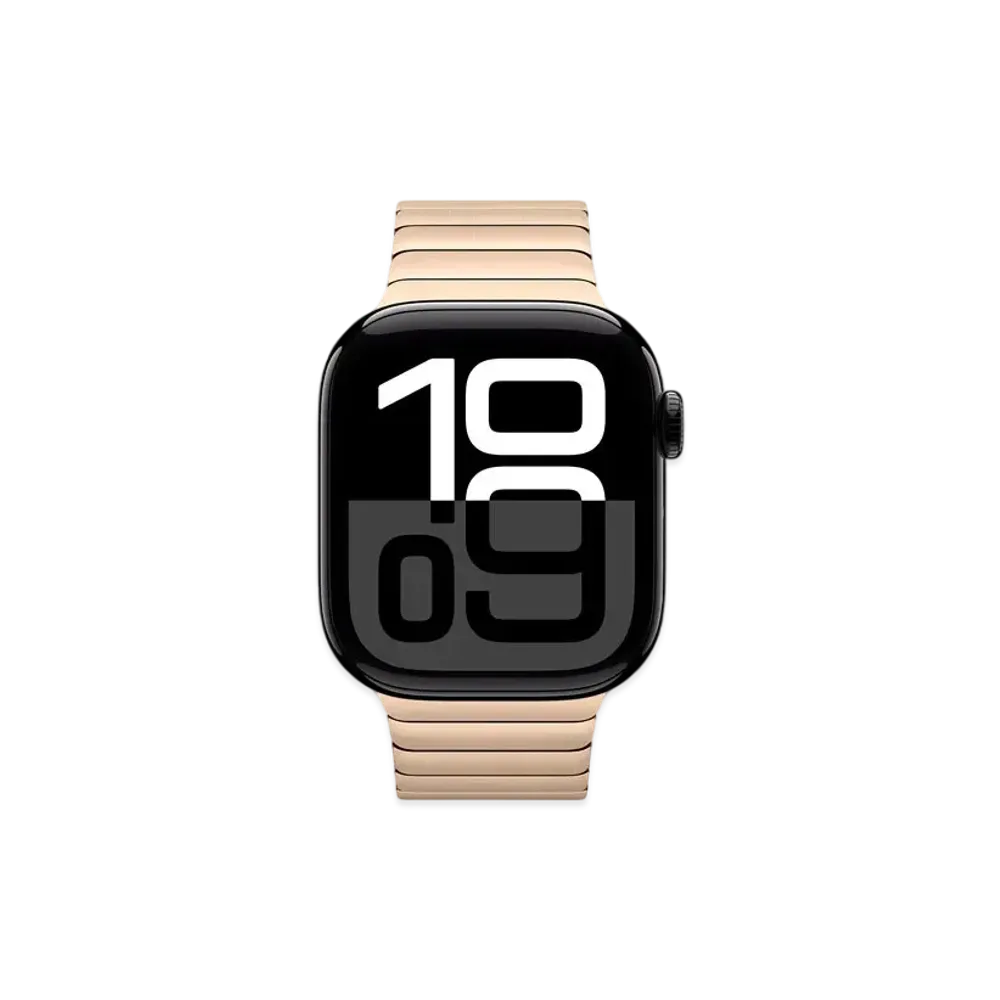 Apple Watch Series 10 GPS Model Jet Black Aluminiumcase Stainless Steel Link Bracelet "Gold"