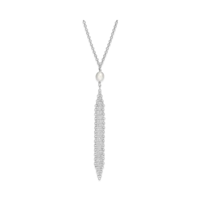 Tiffany & Co. Elsa Peretti Mesh Tassel Pendant Freshwater Pearl "Silver"