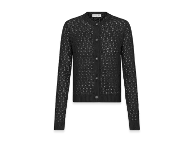 Dior Women's Cannage Cardigan Alpaca Cashmere Silk Openwork Knit "Black"