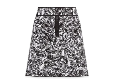 Dior Women's Miniskirt Technical Jacquard Allover Butterfly Motif "Black/White"