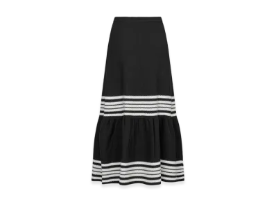 Dior Women's Mariniere Mid-Length Skirt Silk Knit "Black/White"