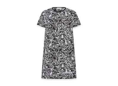Dior Women's Straight Dress Technical Jacquard Allover Butterfly Motif "Black/White"
