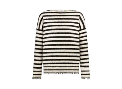 Dior Mariniere Sweater Cashmere Silk and Mohair Knit with Butterfly Motif "White/Black"