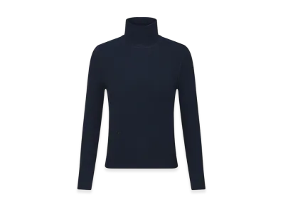 Dior Women's Turtleneck Sweater Cashmere Silk Ribbed Knit "Deep Blue"