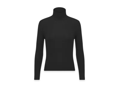 Dior Women's Turtleneck Sweater Cashmere Silk Ribbed Knit "Black"