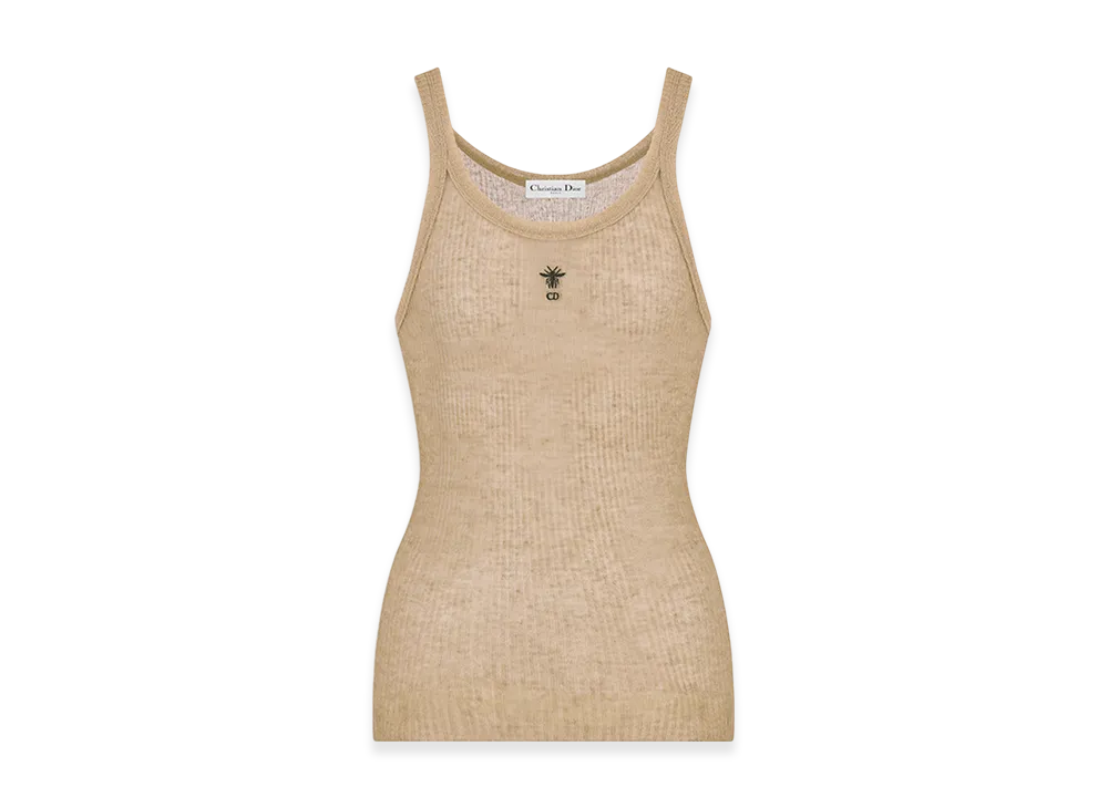 Dior Women's Tank Top Technical Linen Ribbed Knit "Beige"