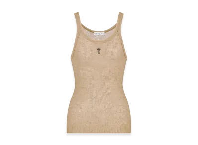 Dior Women's Tank Top Technical Linen Ribbed Knit "Beige"
